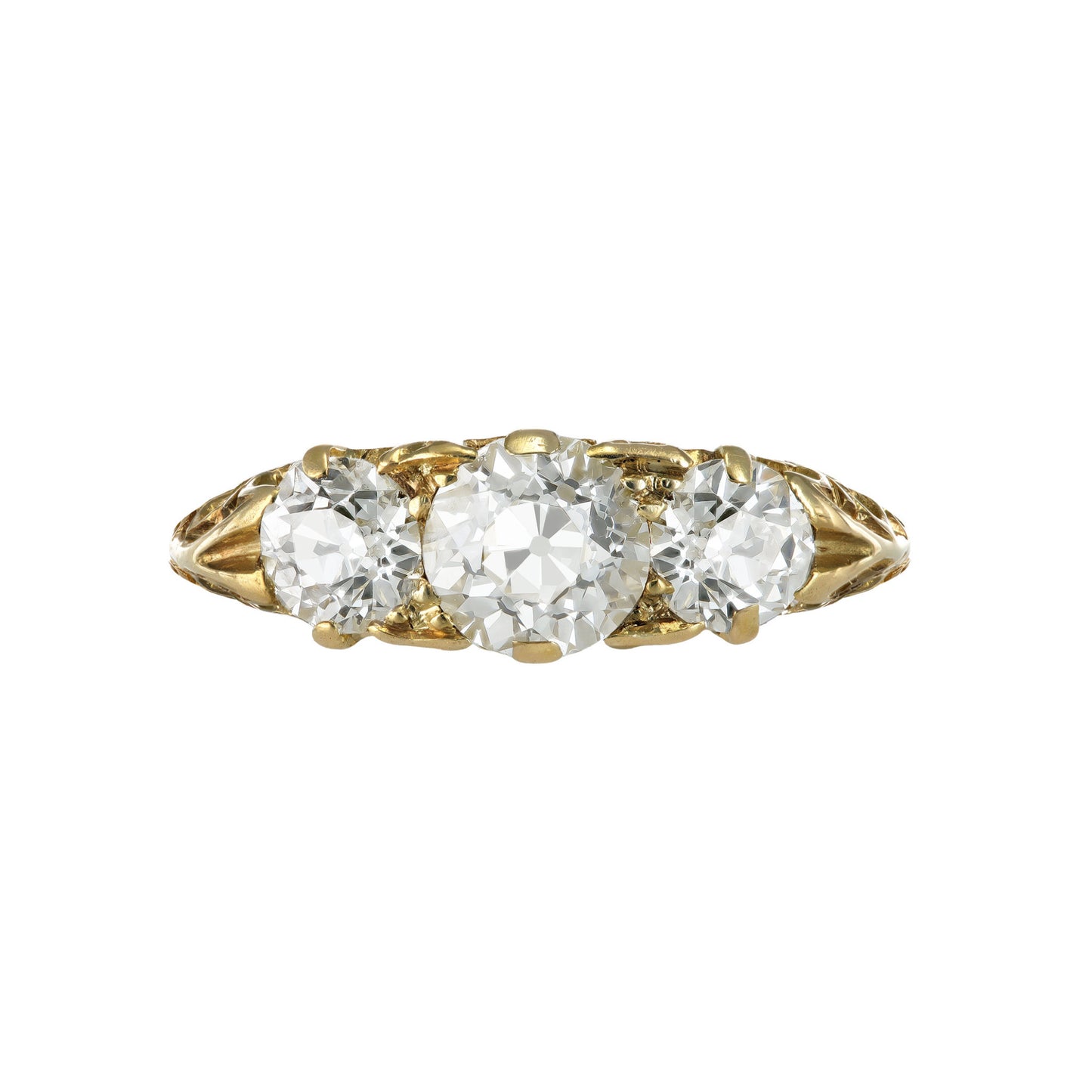 English Victorian 18KT Yellow Gold Diamond Ring front