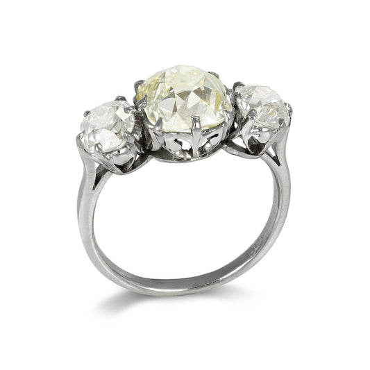English Edwardian Platinum Diamond Ring profile