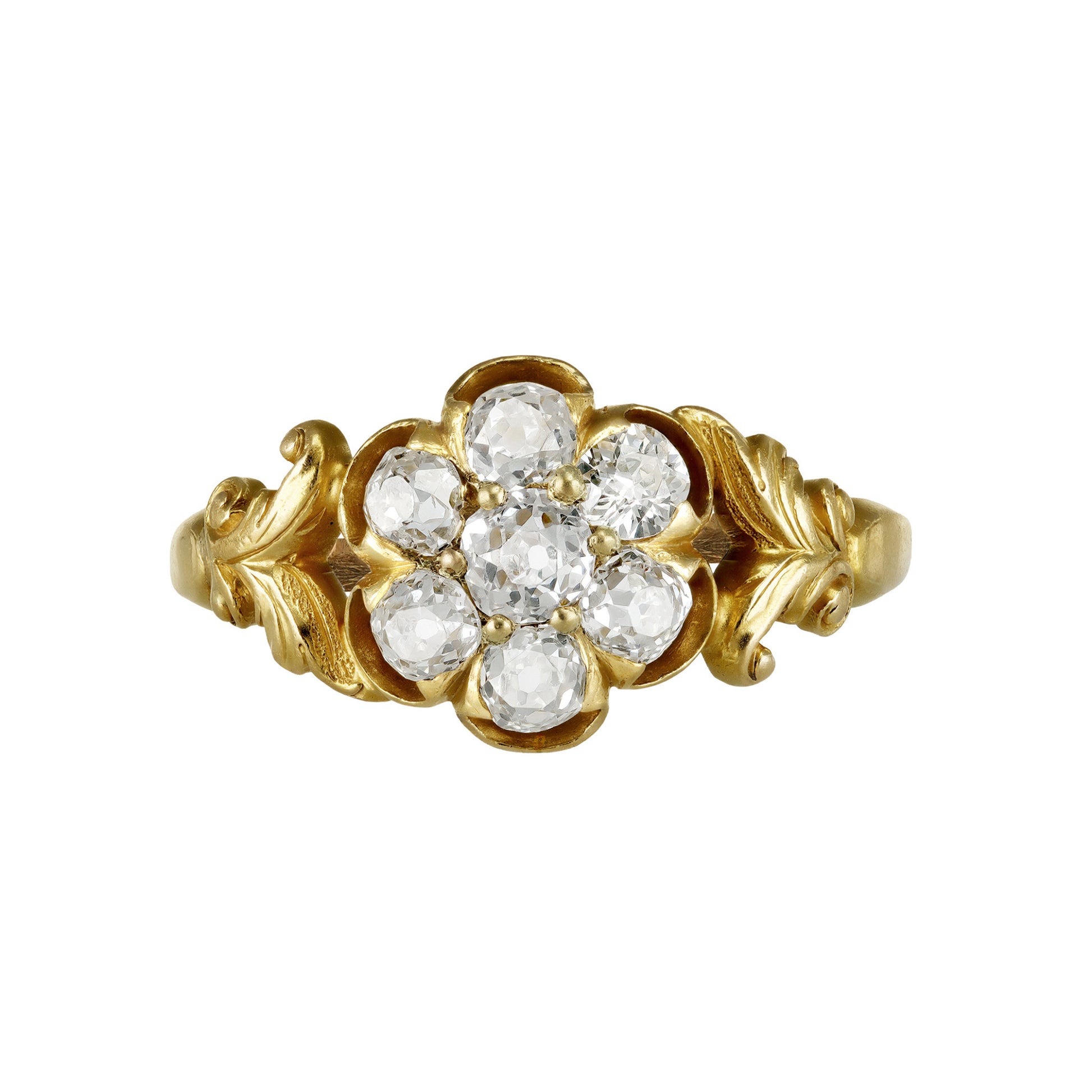 Victorian 18KT Yellow Gold Diamond Ring front