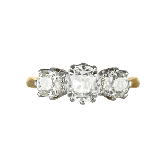 Edwardian Platinum & 18KT Yellow Gold Diamond Ring front