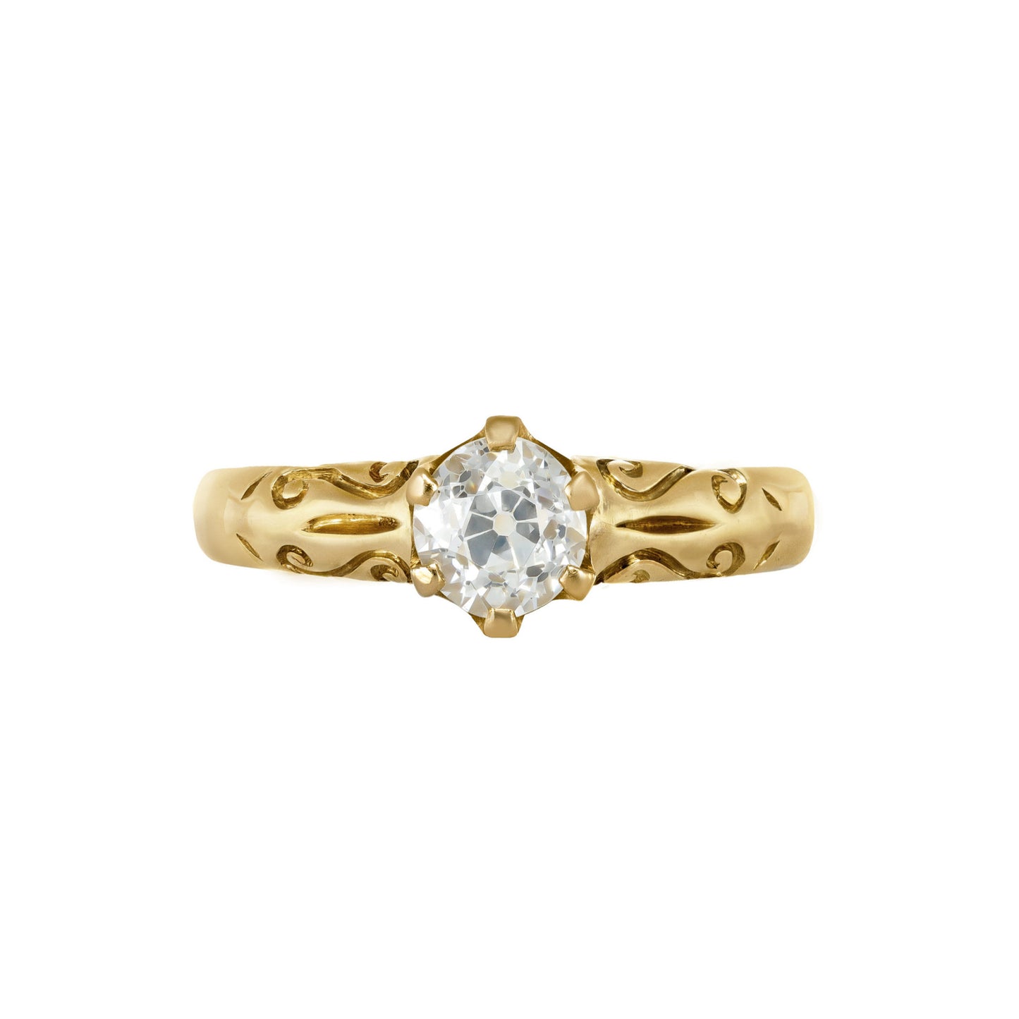 Victorian 18KT Yellow Gold Diamond Ring front