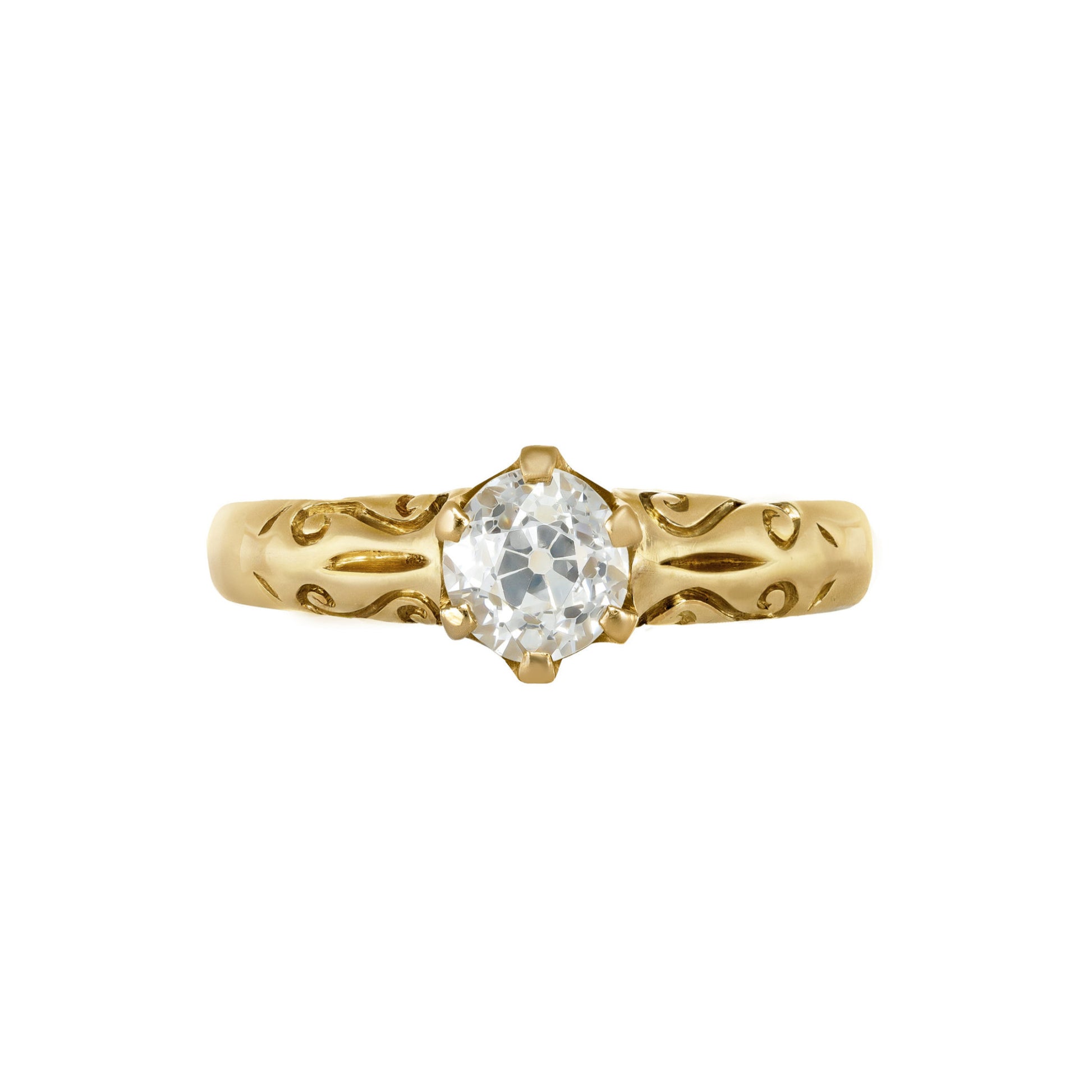 Victorian 18KT Yellow Gold Diamond Ring front
