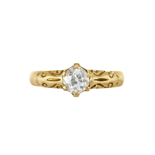 Victorian 18KT Yellow Gold Diamond Ring front