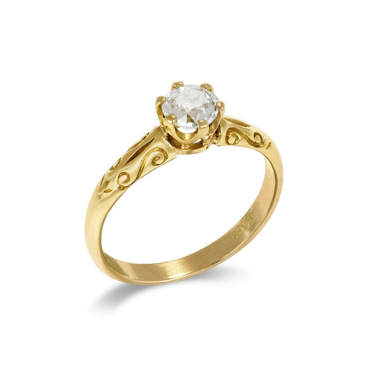 Victorian 18KT Yellow Gold Diamond Ring profile