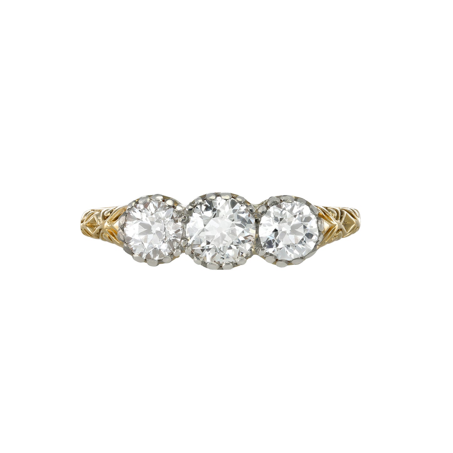 Victorian Platinum & 18KT Yellow Gold Diamond Ring front