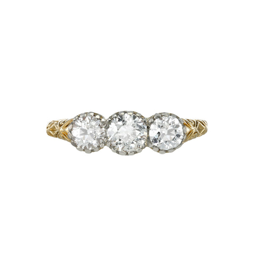 Victorian Platinum & 18KT Yellow Gold Diamond Ring front
