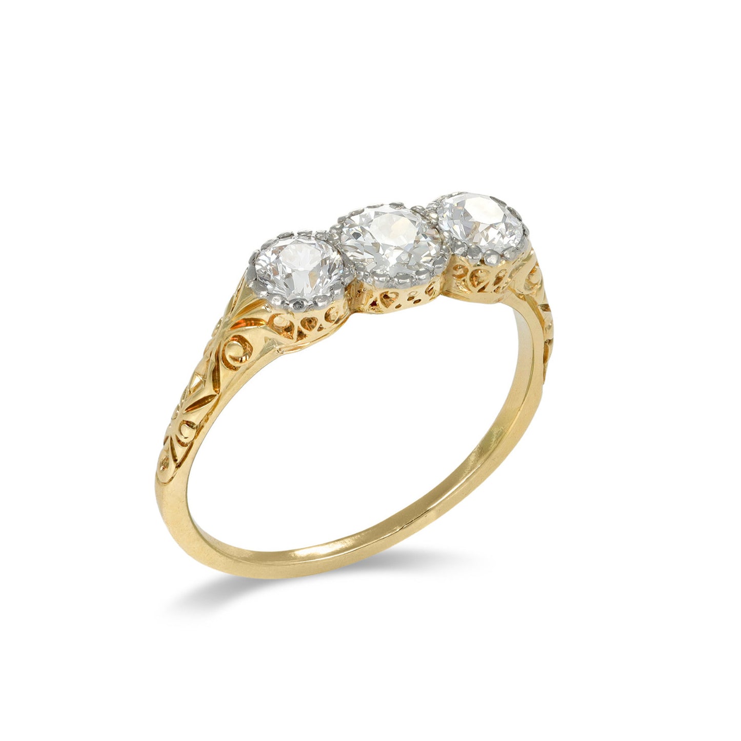 Victorian Platinum & 18KT Yellow Gold Diamond Ring side