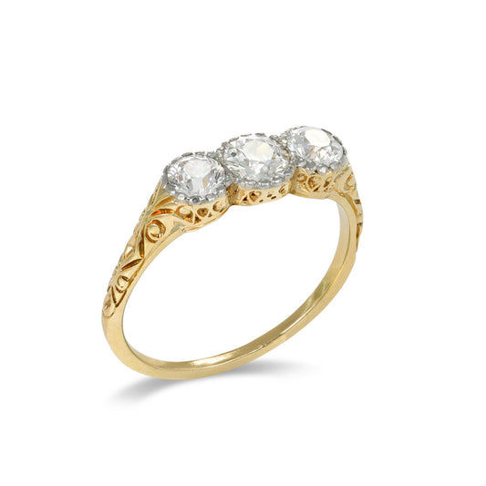 Victorian Platinum & 18KT Yellow Gold Diamond Ring side