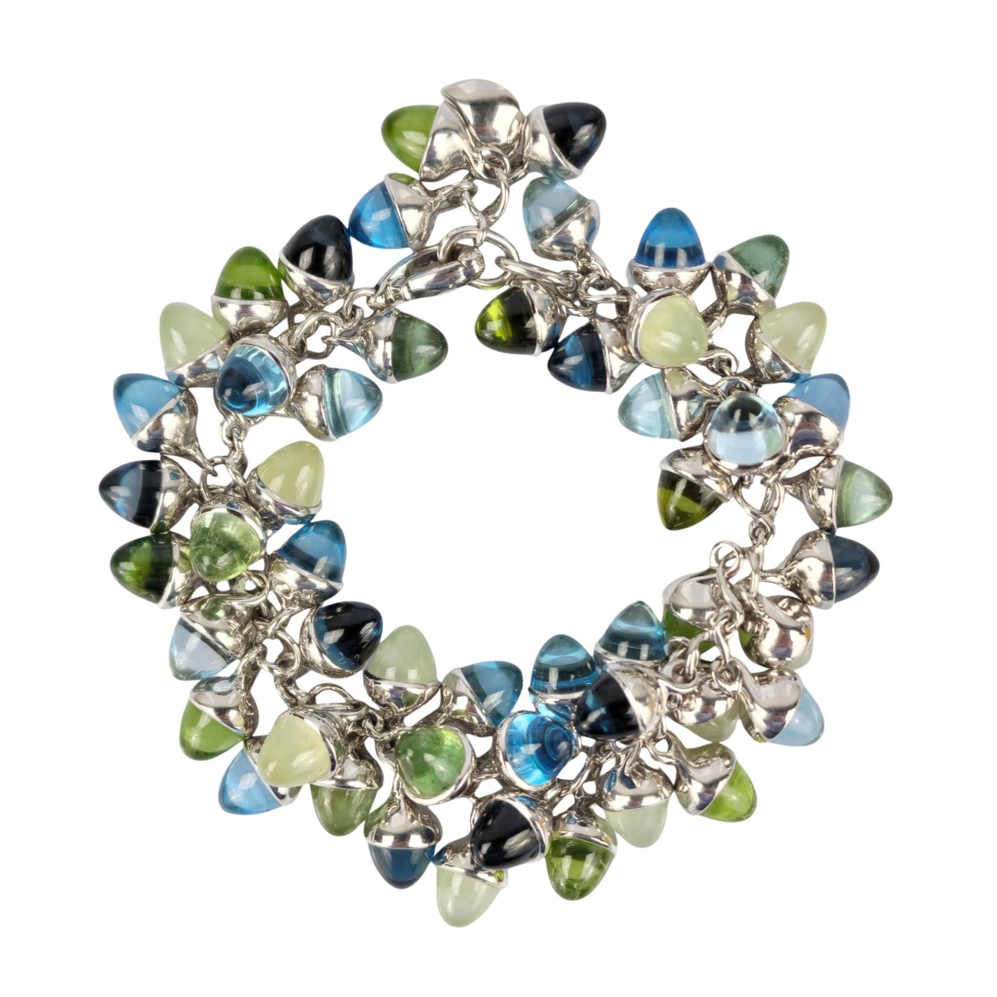 Tamara Comolli Post-1980s 18KT White Gold Topaz, Iolite, Peridot & Tourmaline Bracelet front