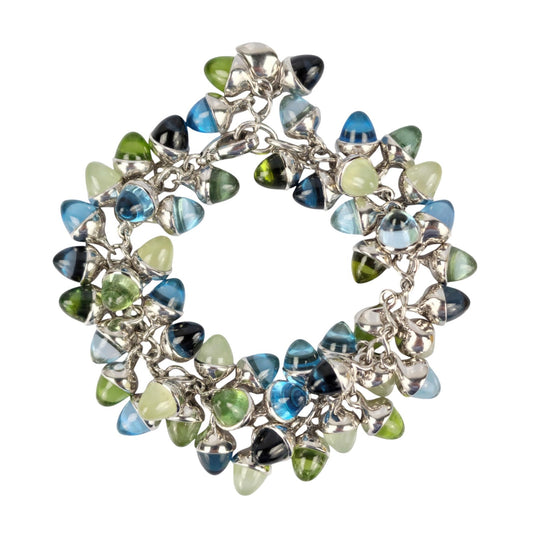 Tamara Comolli Post-1980s 18KT White Gold Topaz, Iolite, Peridot & Tourmaline Bracelet front