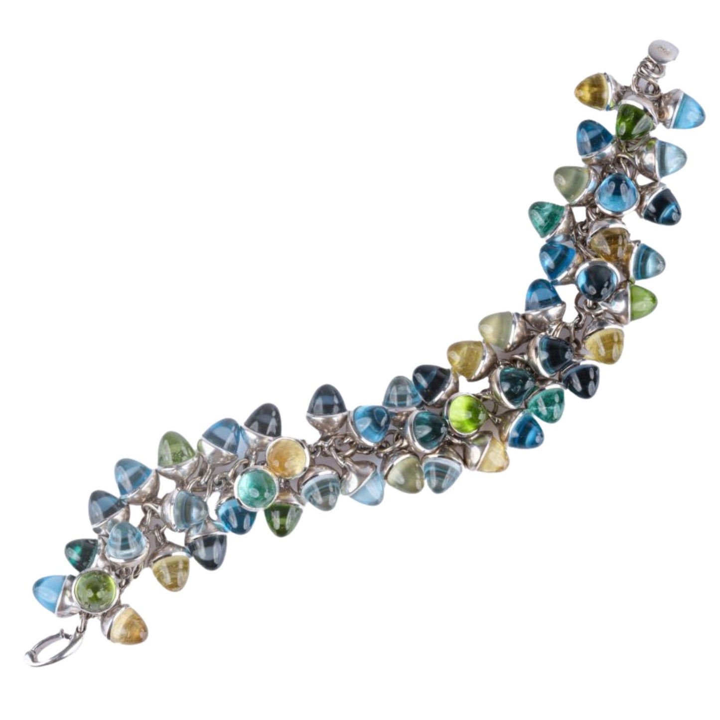 Tamara Comolli Post-1980s 18KT White Gold Topaz, Iolite, Peridot & Tourmaline Bracelet front