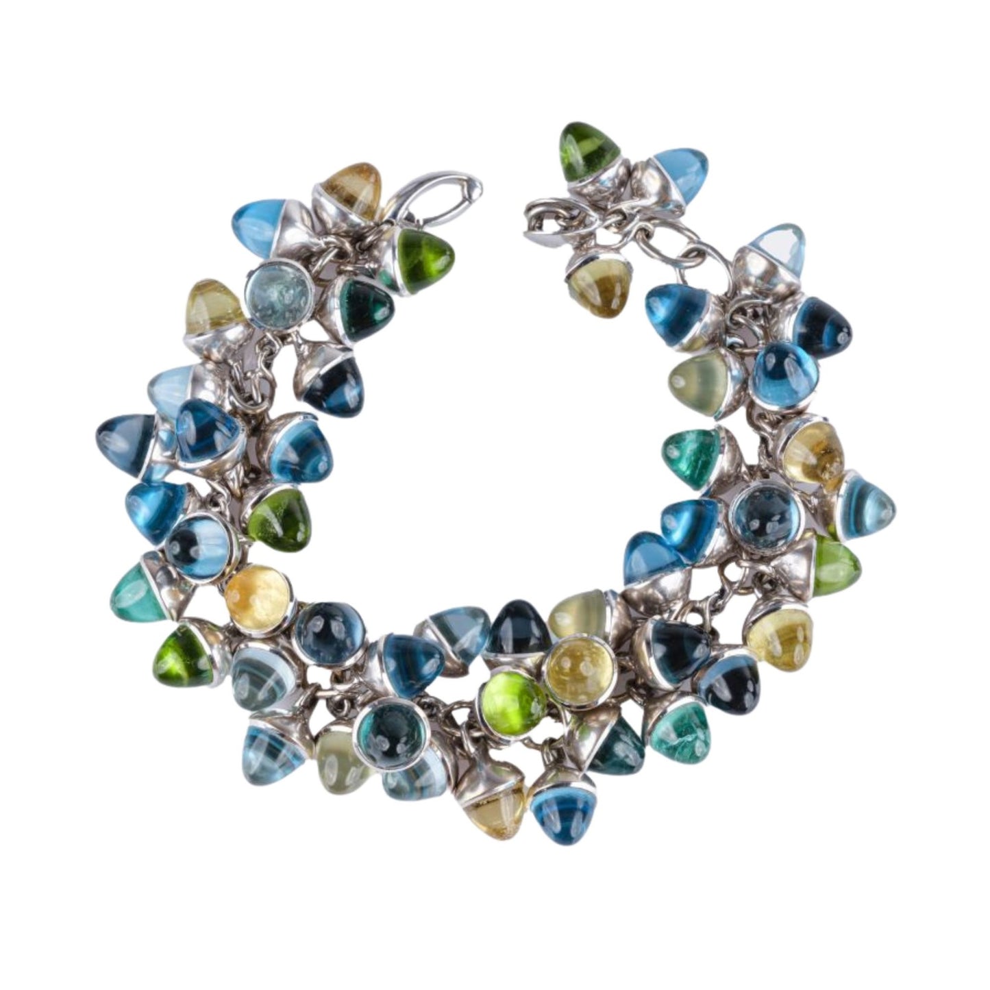 Tamara Comolli Post-1980s 18KT White Gold Topaz, Iolite, Peridot & Tourmaline Bracelet front