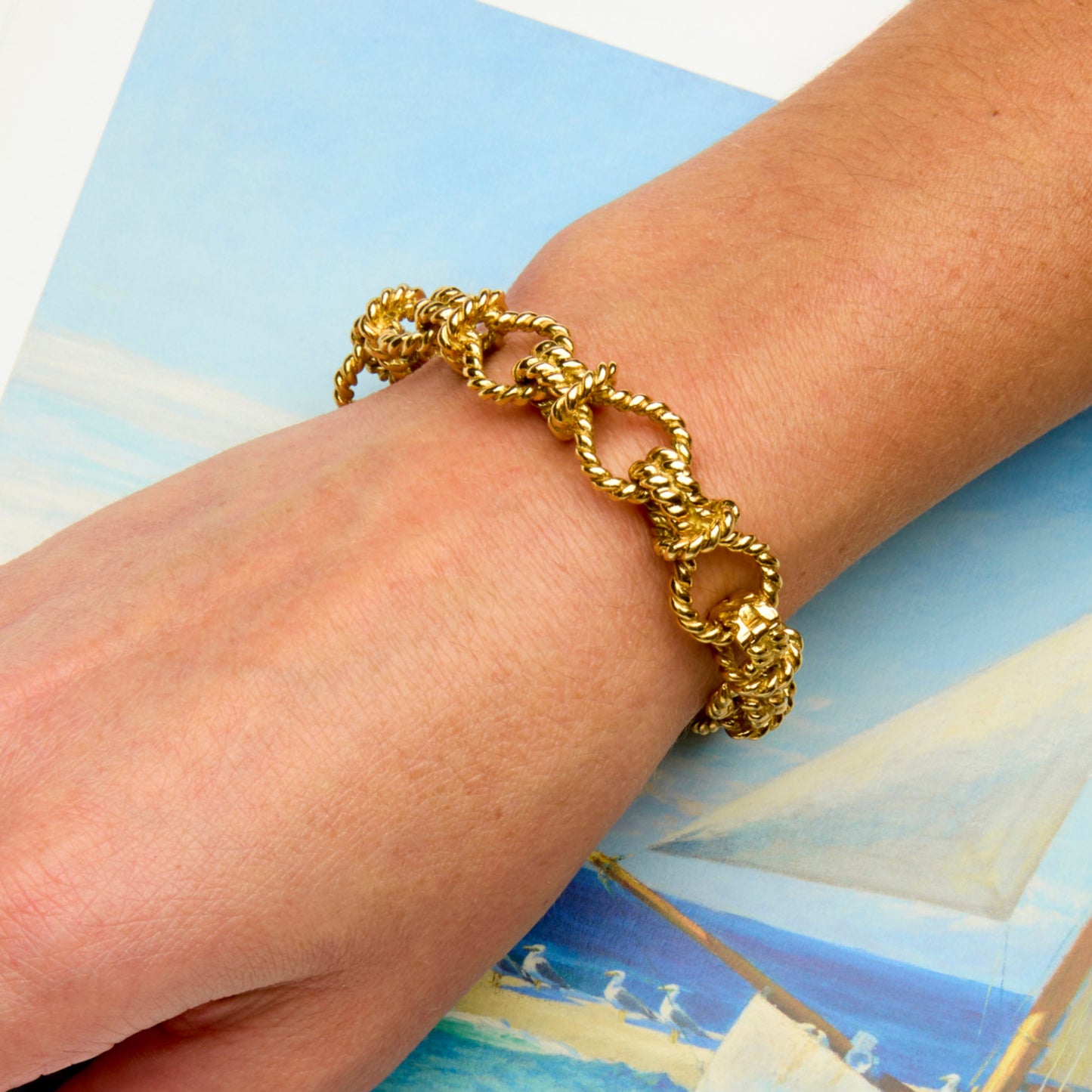 Fulco Di Verdura Post-1980s 18KT Yellow Gold Bracelet on wrist