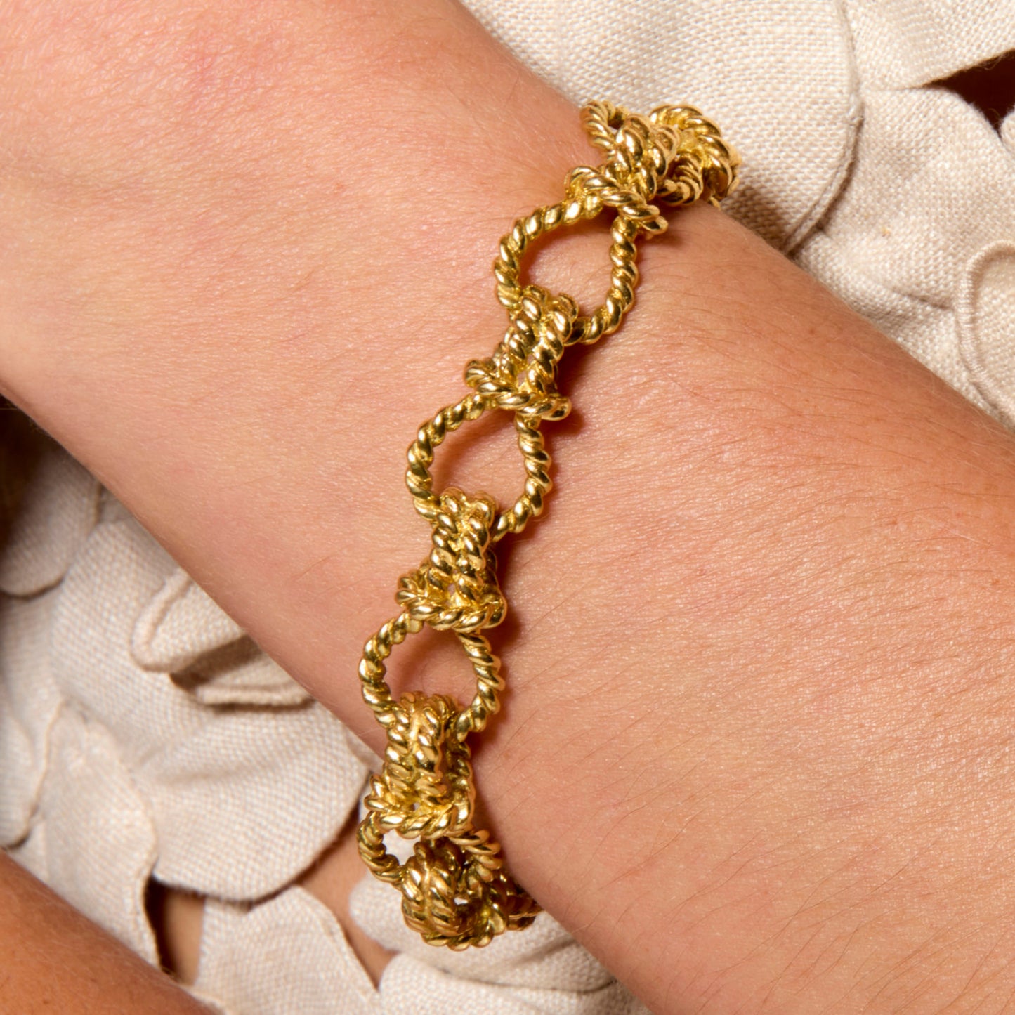 Fulco Di Verdura Post-1980s 18KT Yellow Gold Bracelet on wrist