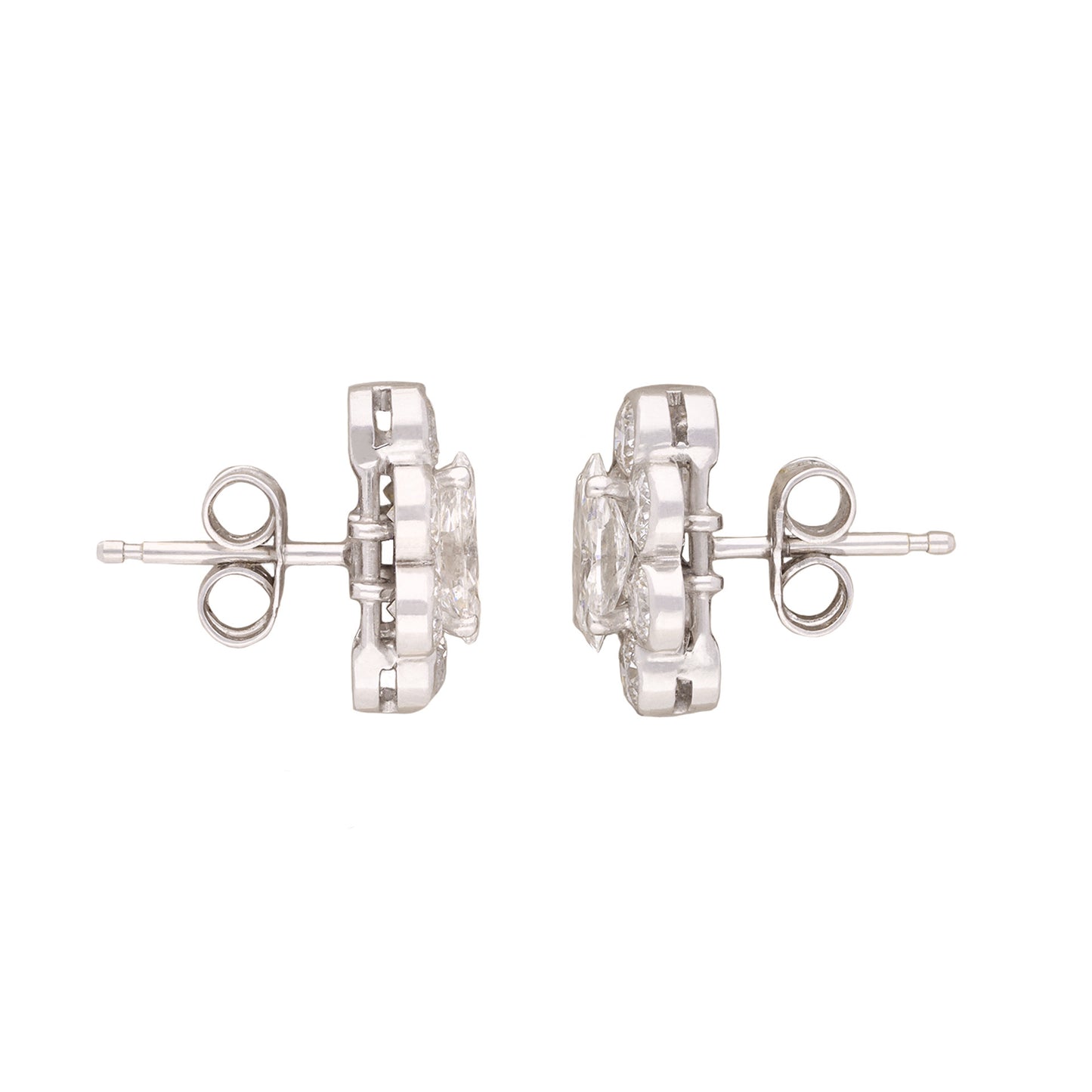1970s 18KT White Gold Diamond Earrings side