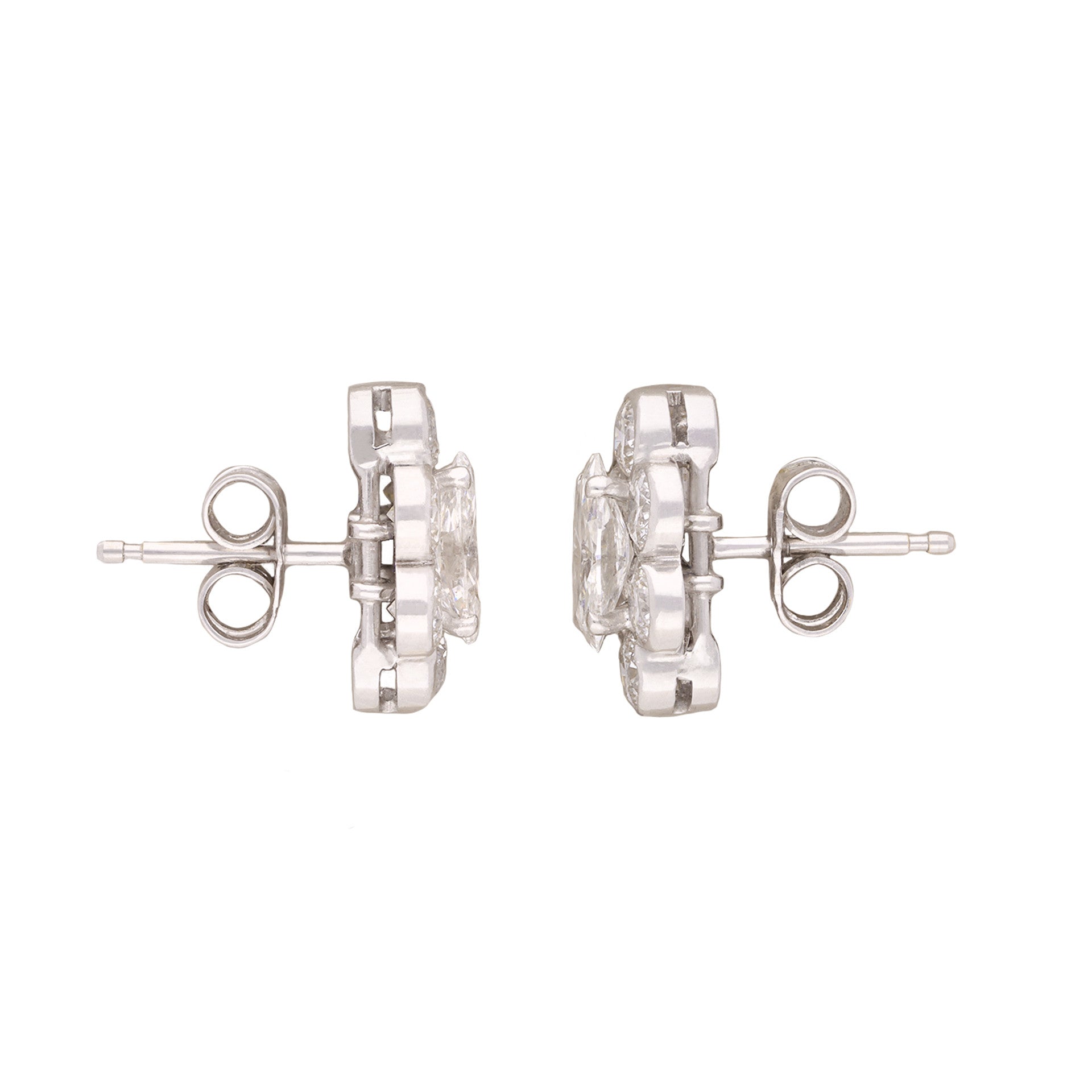 1970s 18KT White Gold Diamond Earrings side