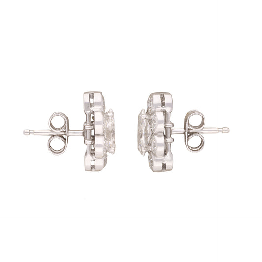 1970s 18KT White Gold Diamond Earrings side