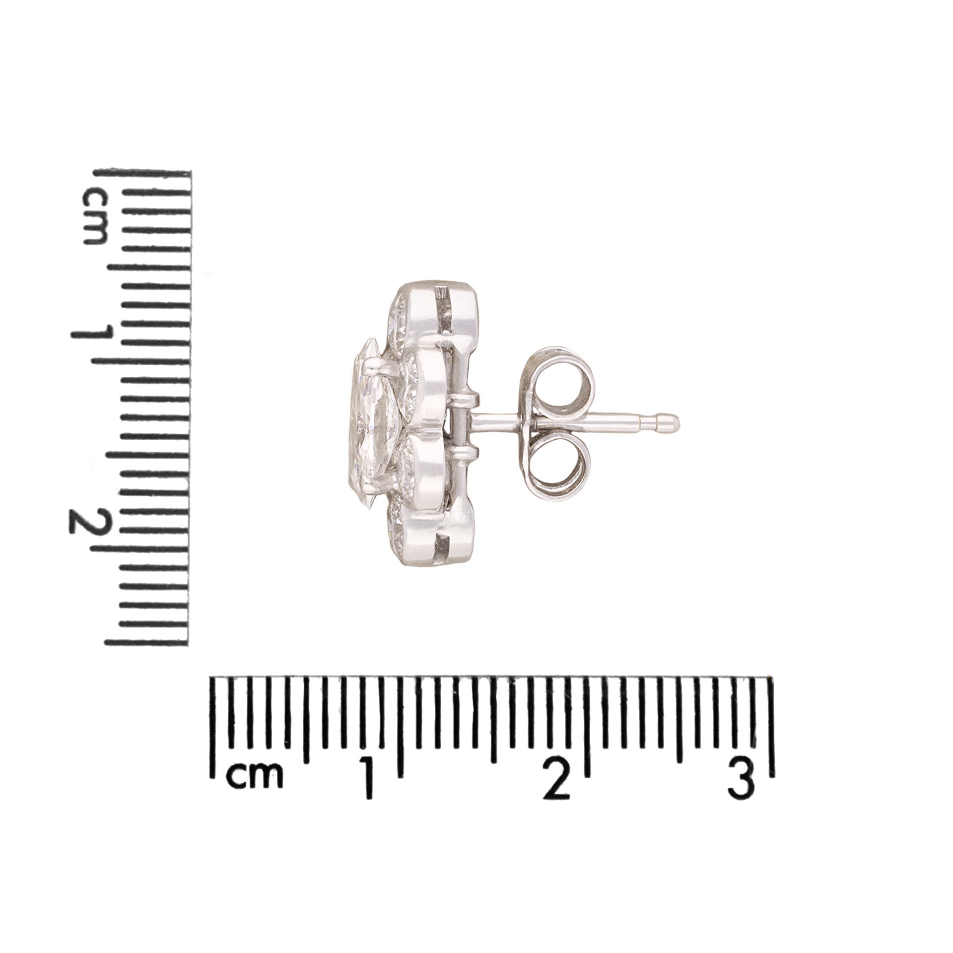 1970s 18KT White Gold Diamond Earrings side