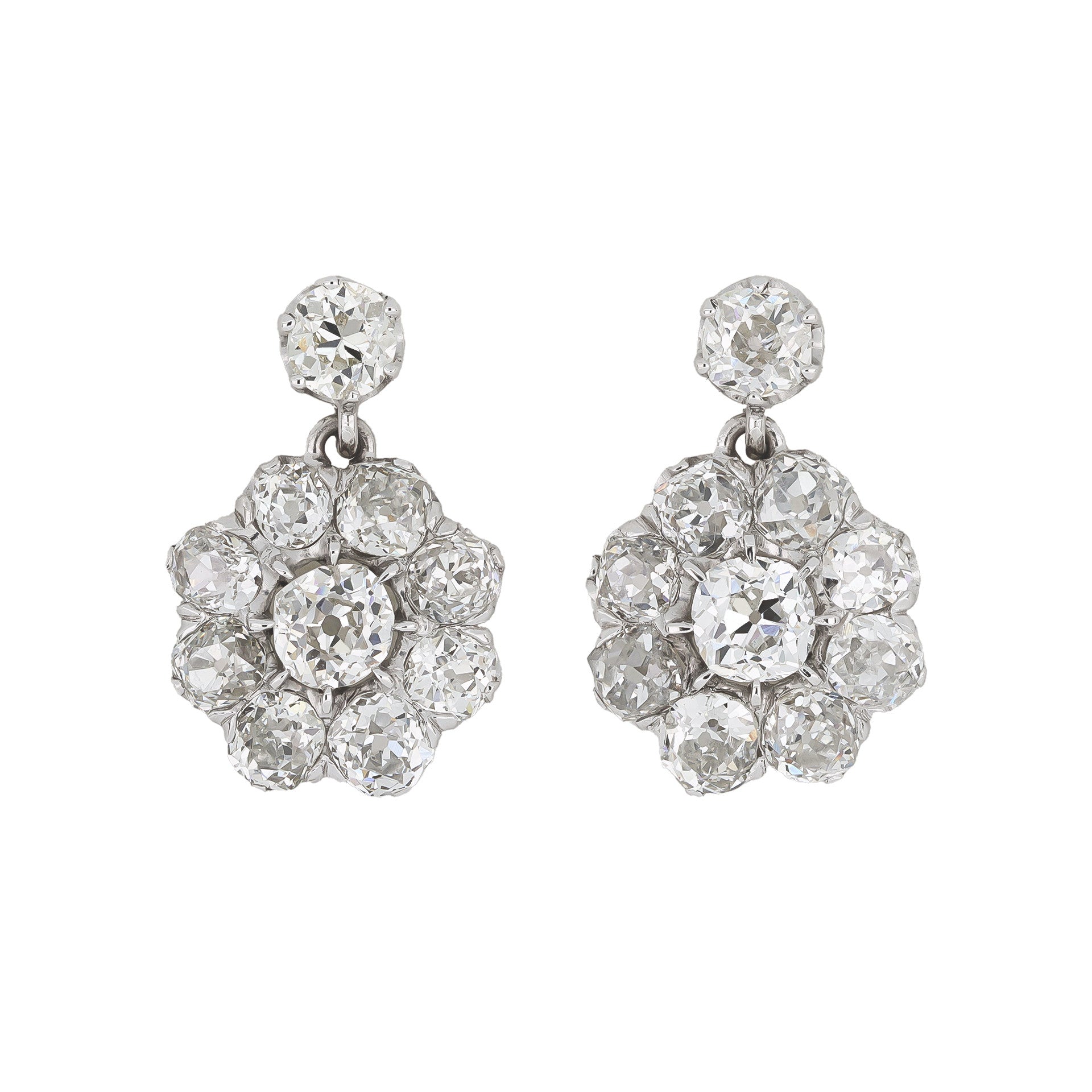 Art Deco Platinum & 18KT White Gold Diamond Earrings front