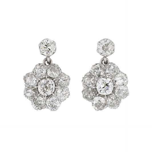Art Deco Platinum & 18KT White Gold Diamond Earrings front