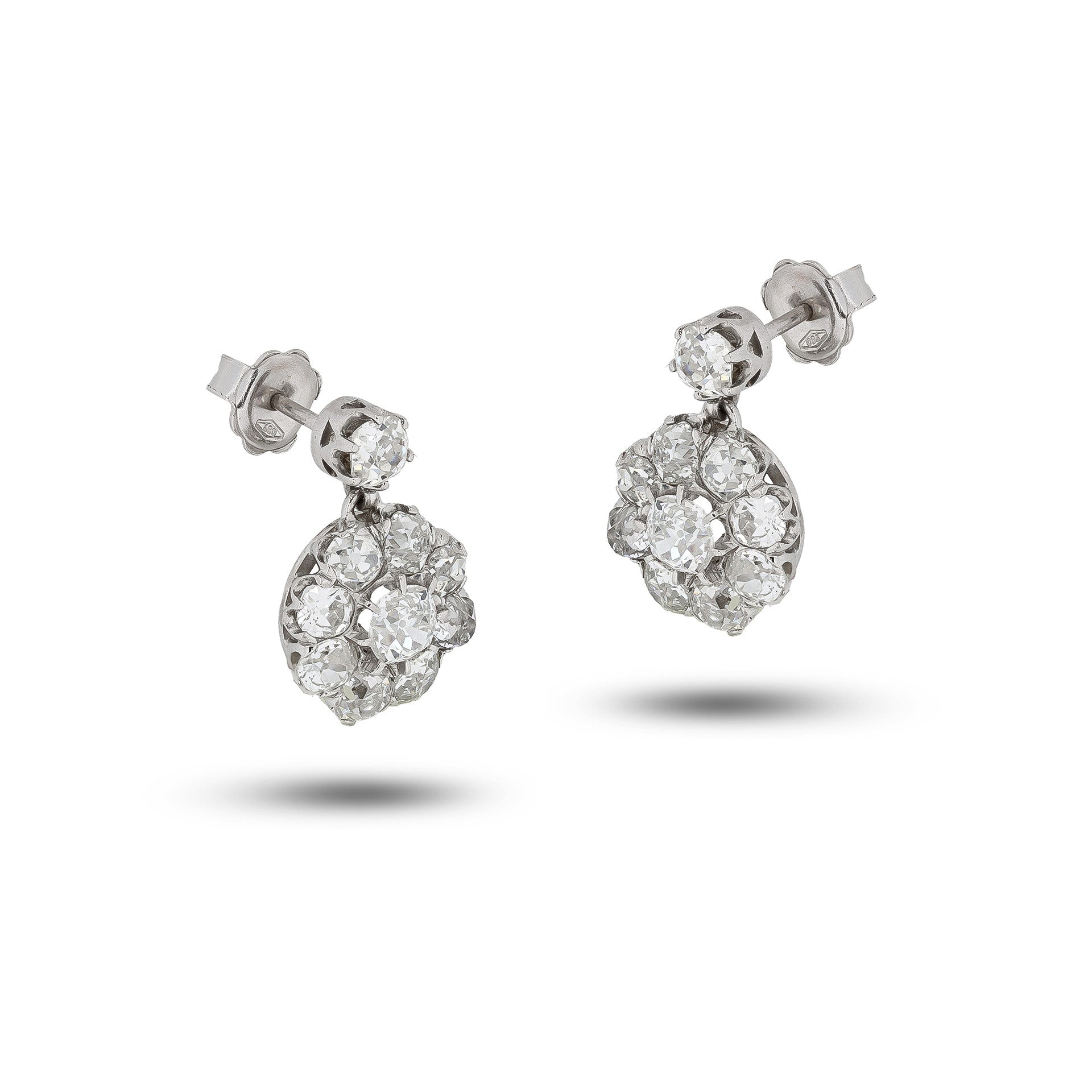 Art Deco Platinum & 18KT White Gold Diamond Earrings front