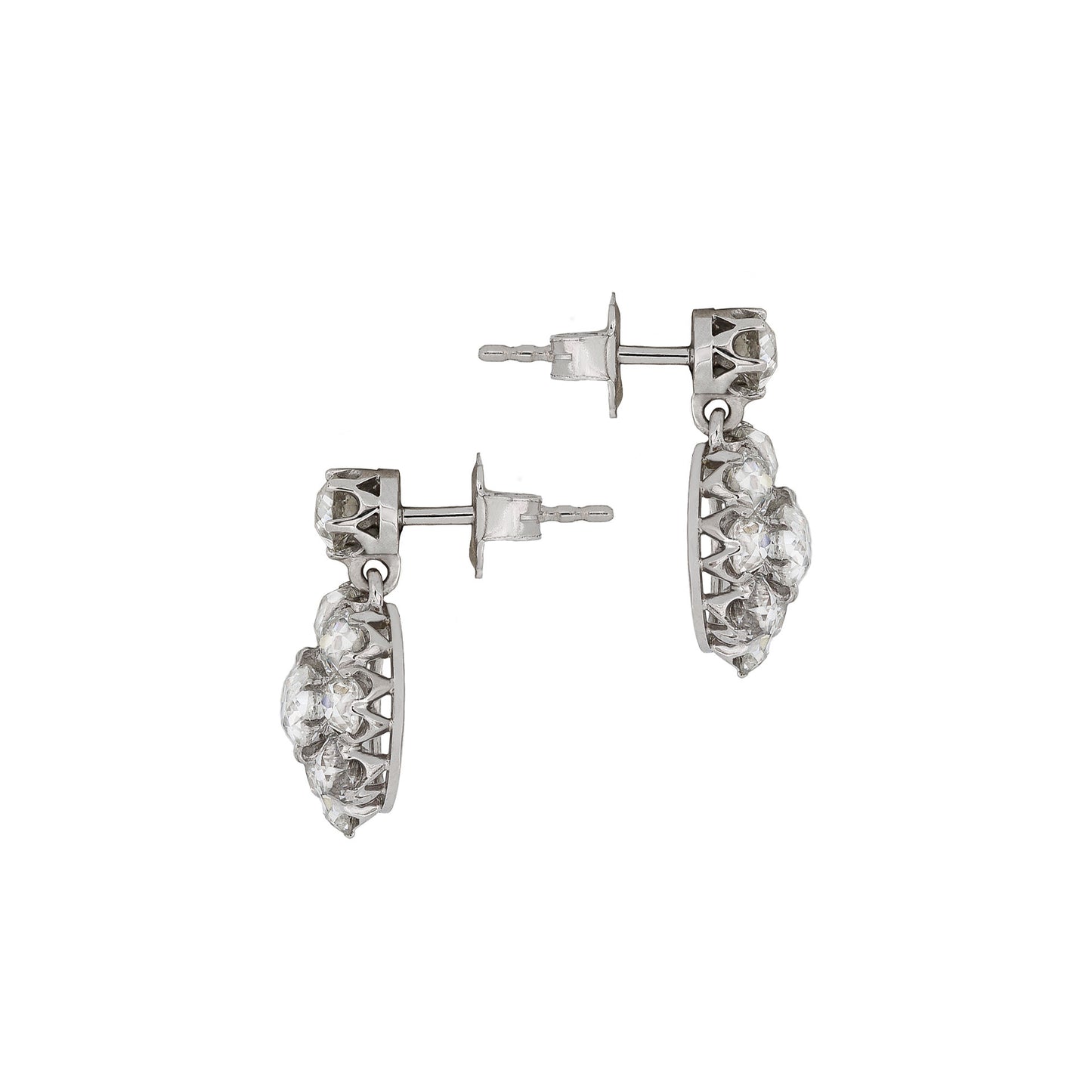 Art Deco Platinum & 18KT White Gold Diamond Earrings side