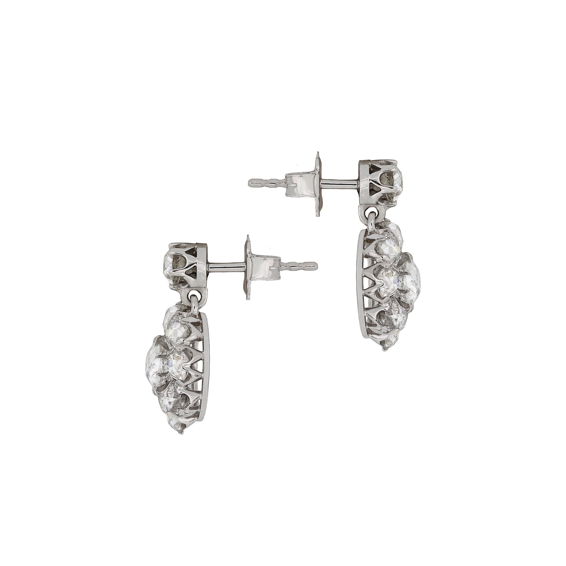 Art Deco Platinum & 18KT White Gold Diamond Earrings side