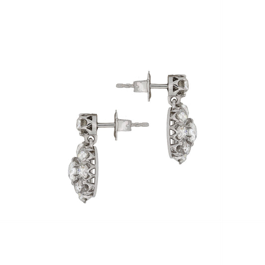 Art Deco Platinum & 18KT White Gold Diamond Earrings side