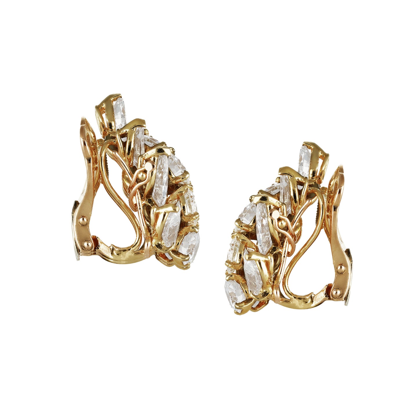 Gérard France 1970s 18KT Yellow Gold Diamond Earrings side