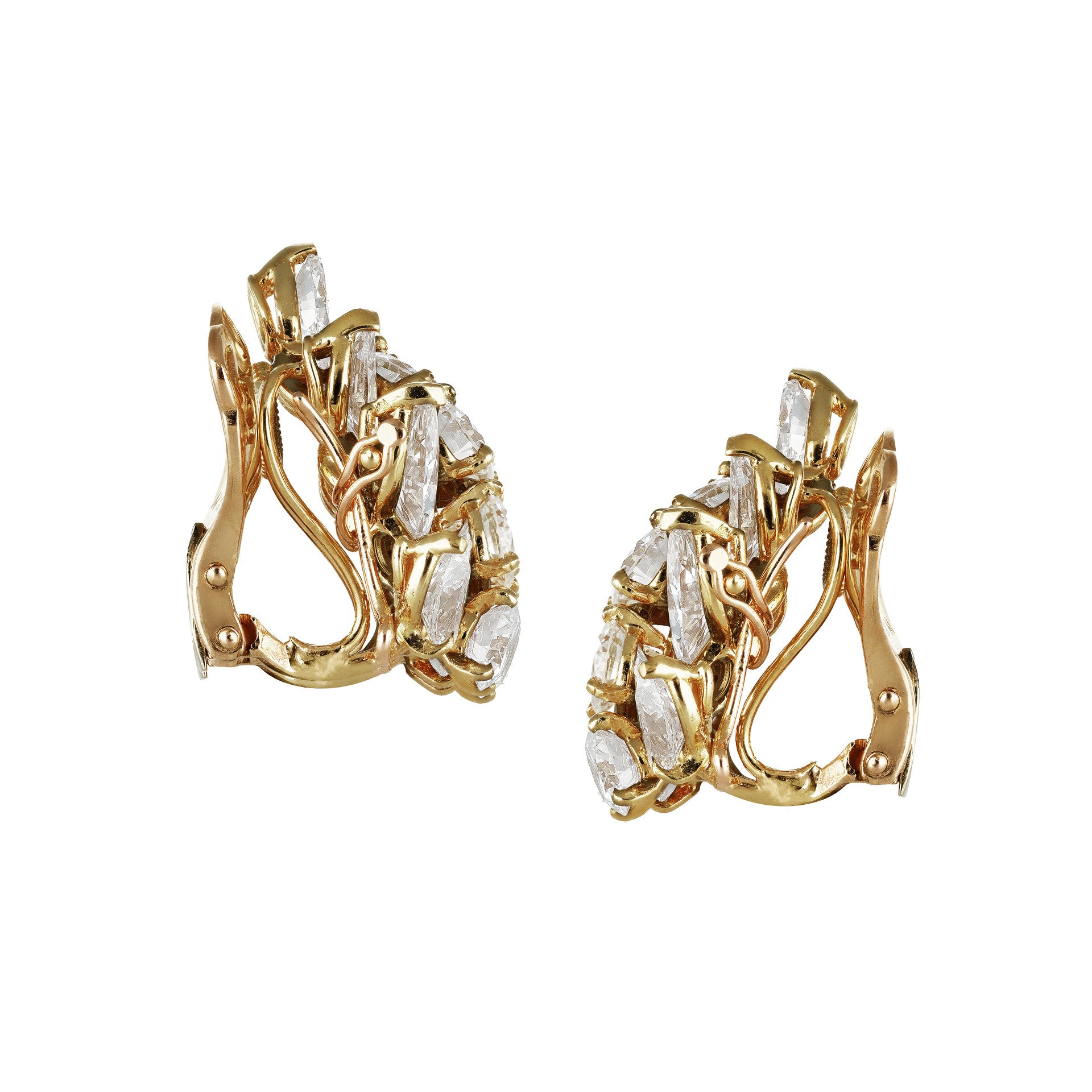 Gérard France 1970s 18KT Yellow Gold Diamond Earrings side