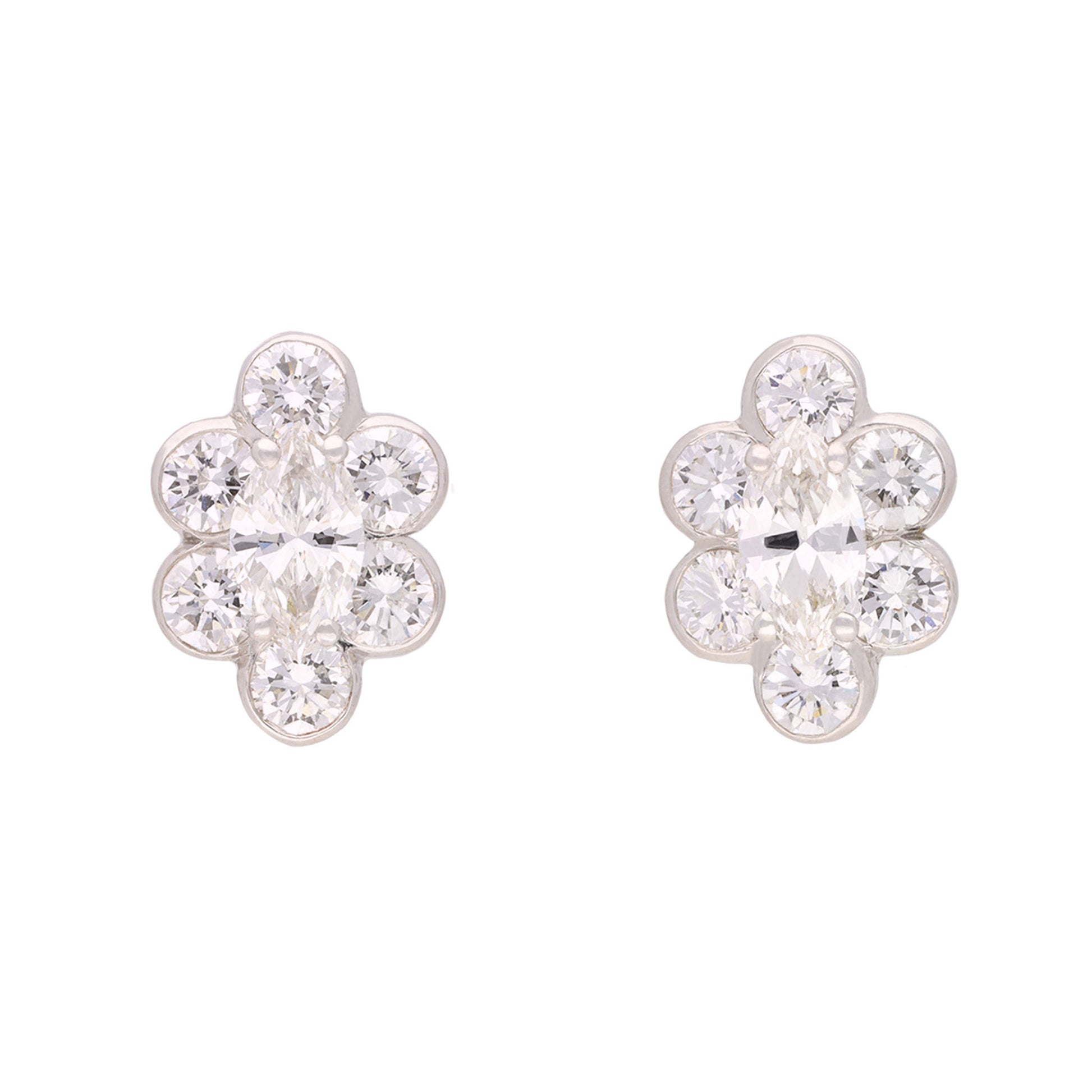 1970s 18KT White Gold Diamond Earrings front