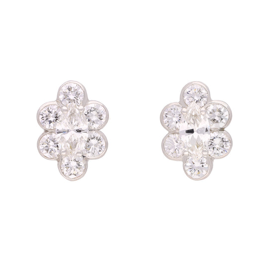 1970s 18KT White Gold Diamond Earrings front