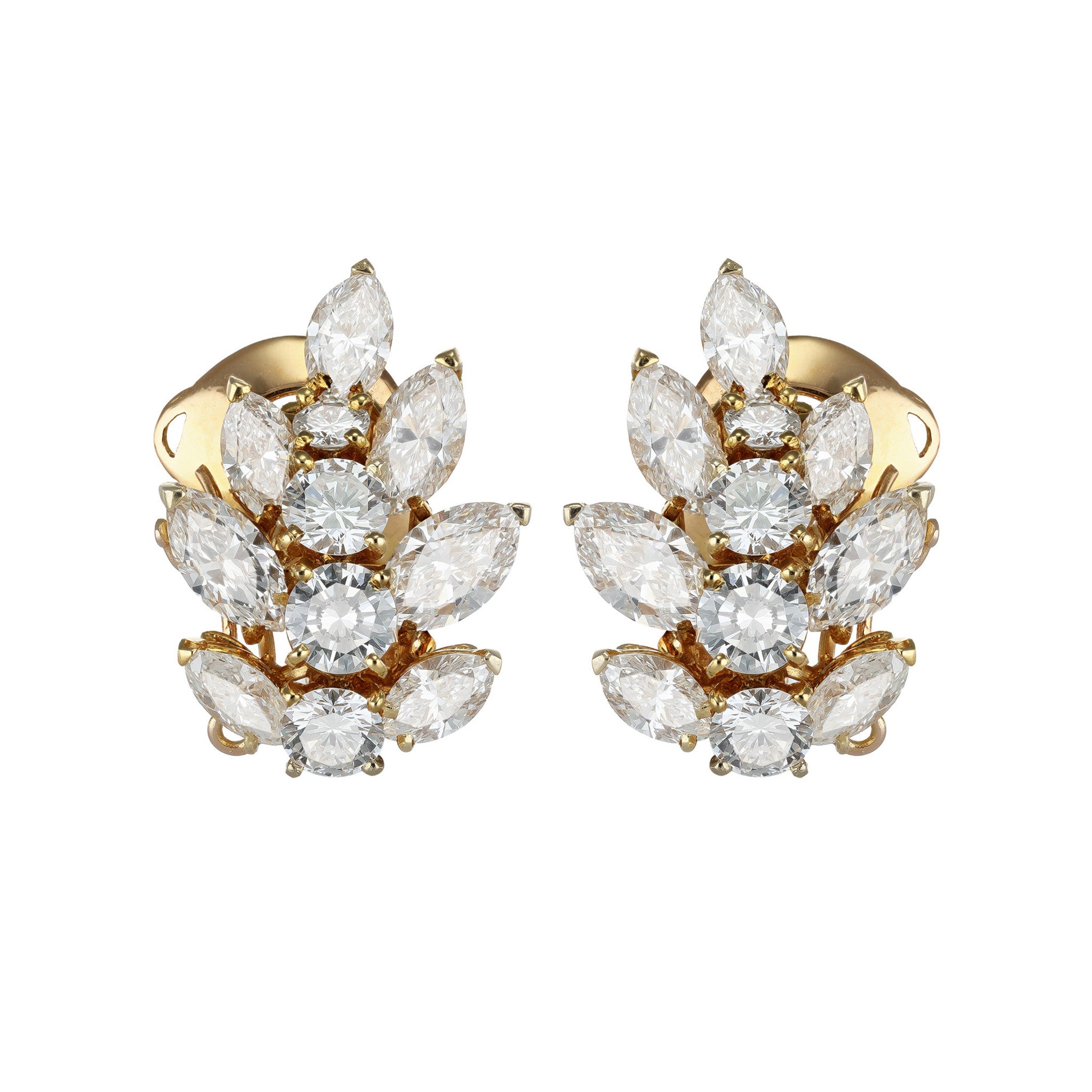 Gérard France 1970s 18KT Yellow Gold Diamond Earrings front