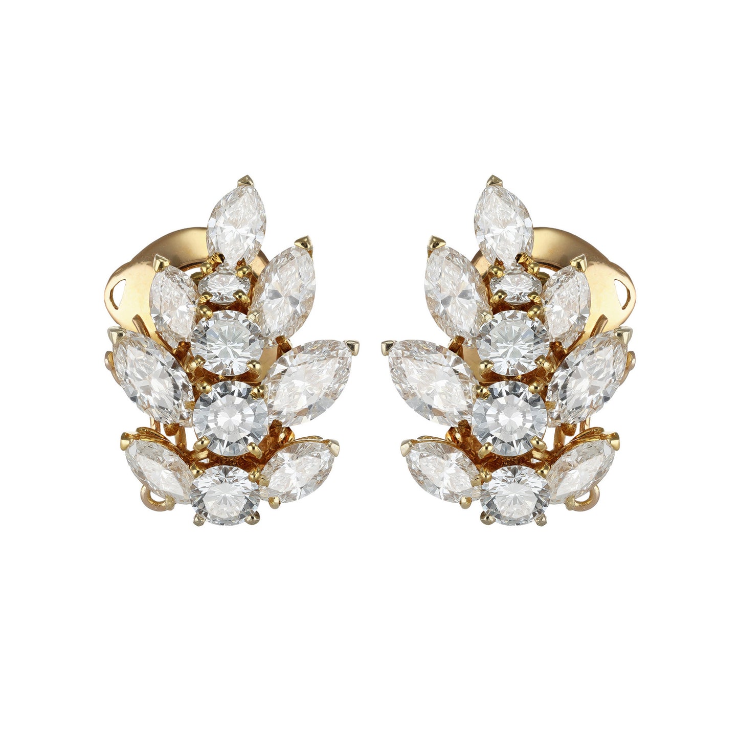 Gérard France 1970s 18KT Yellow Gold Diamond Earrings front