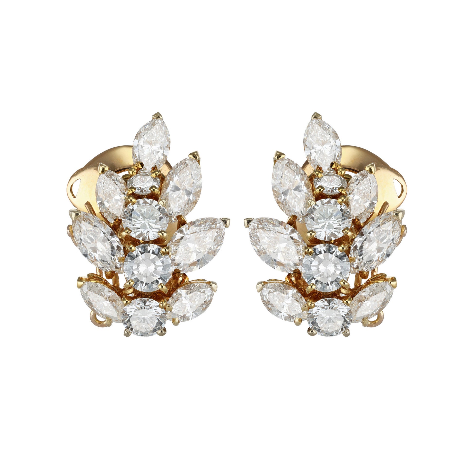 Gérard France 1970s 18KT Yellow Gold Diamond Earrings front