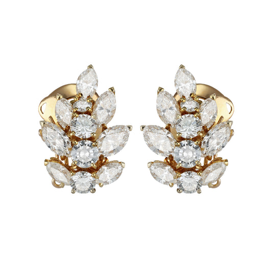 Gérard France 1970s 18KT Yellow Gold Diamond Earrings front