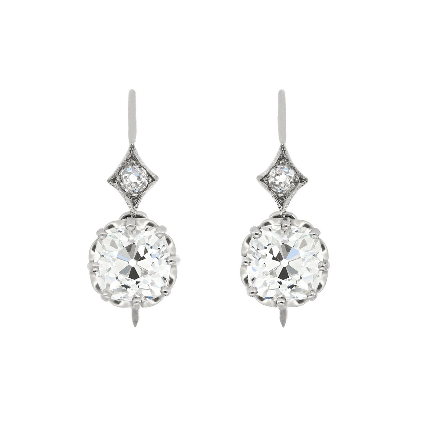 Edwardian Platinum Diamond Earrings front