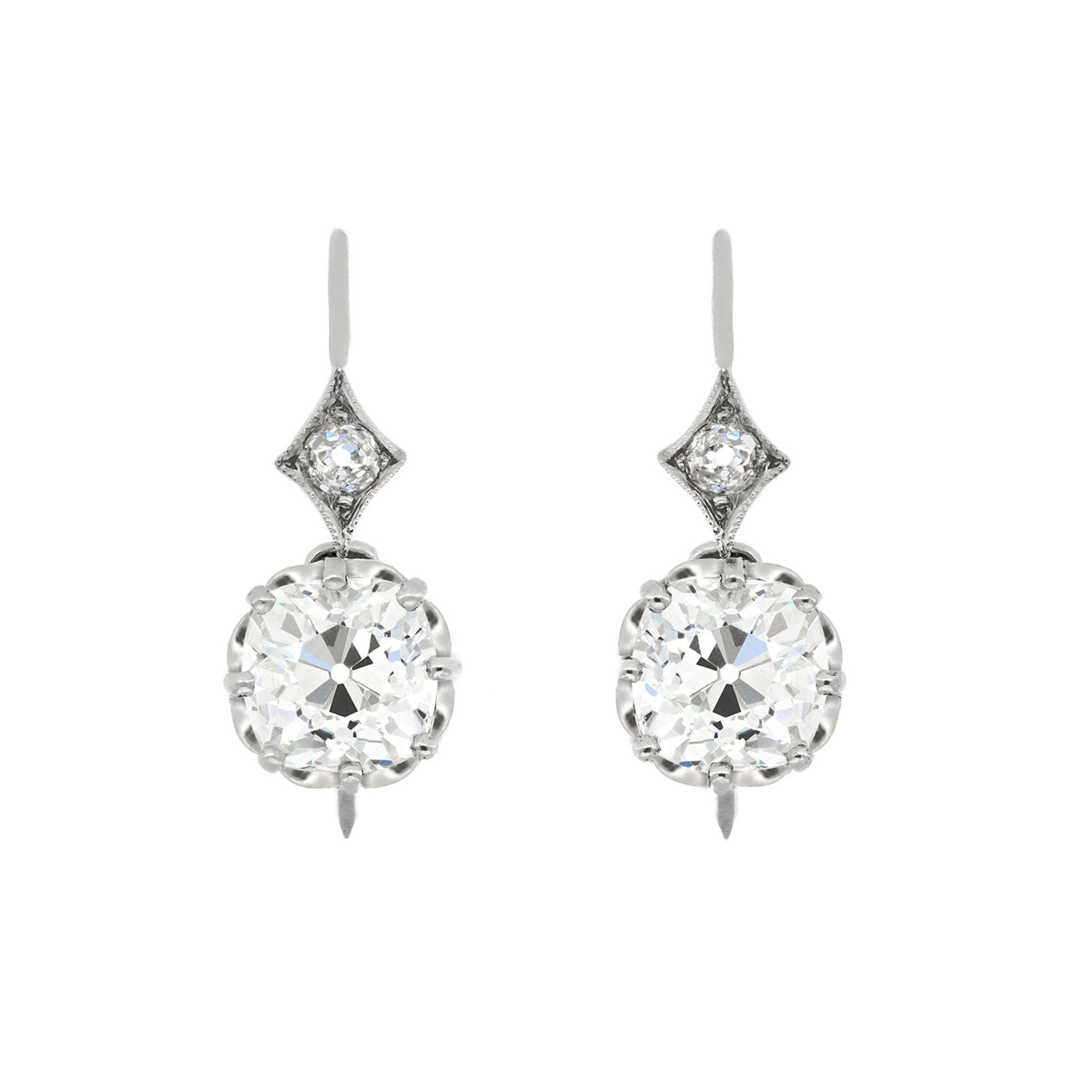 Edwardian Platinum Diamond Earrings front