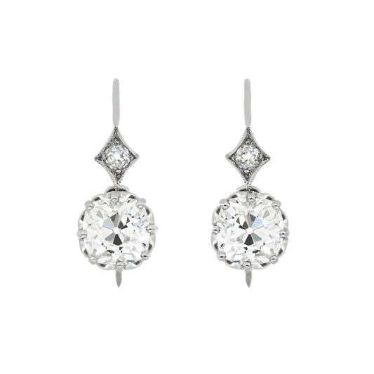 Edwardian Platinum Diamond Earrings front