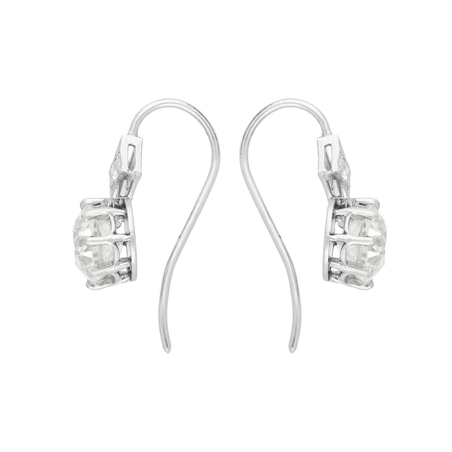 Edwardian Platinum Diamond Earrings side