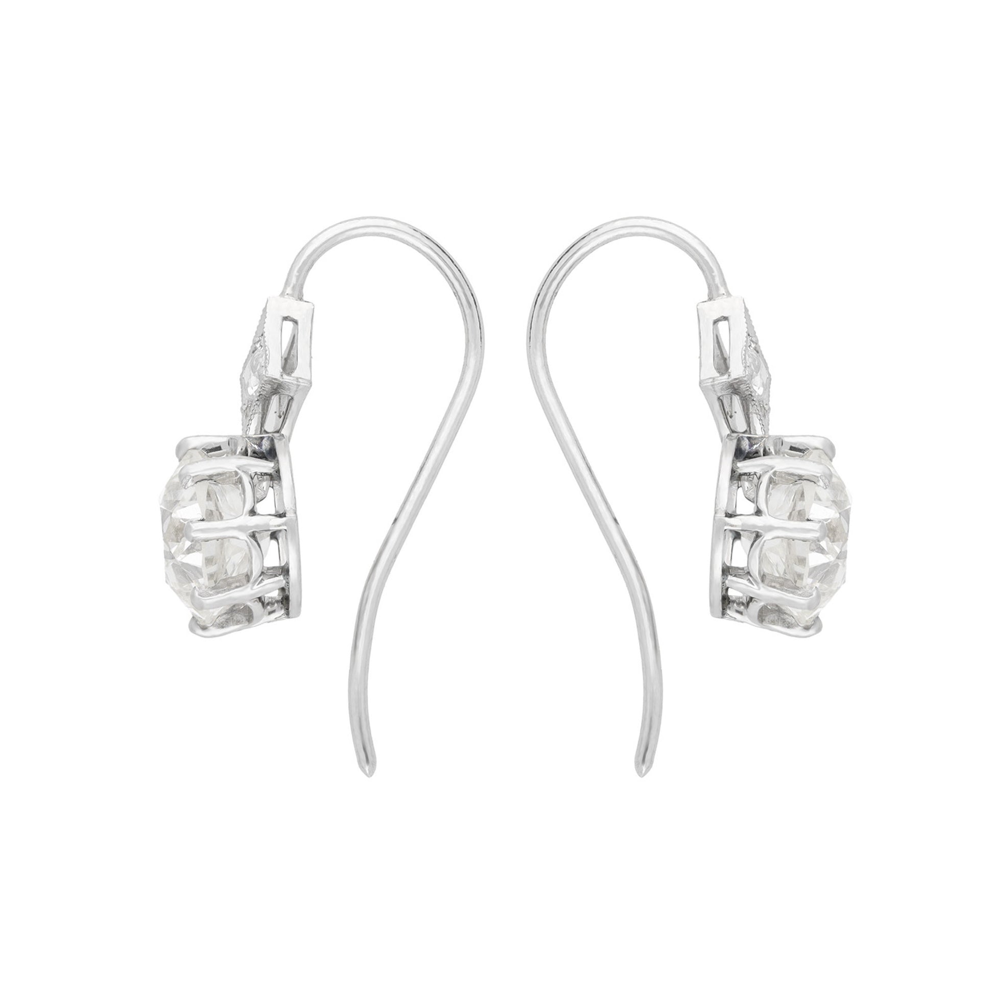 Edwardian Platinum Diamond Earrings side