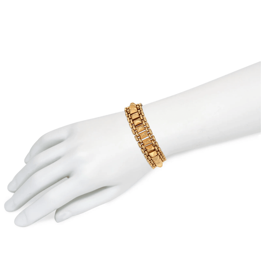1950s 18KT Rose Gold Bracelet on wrist