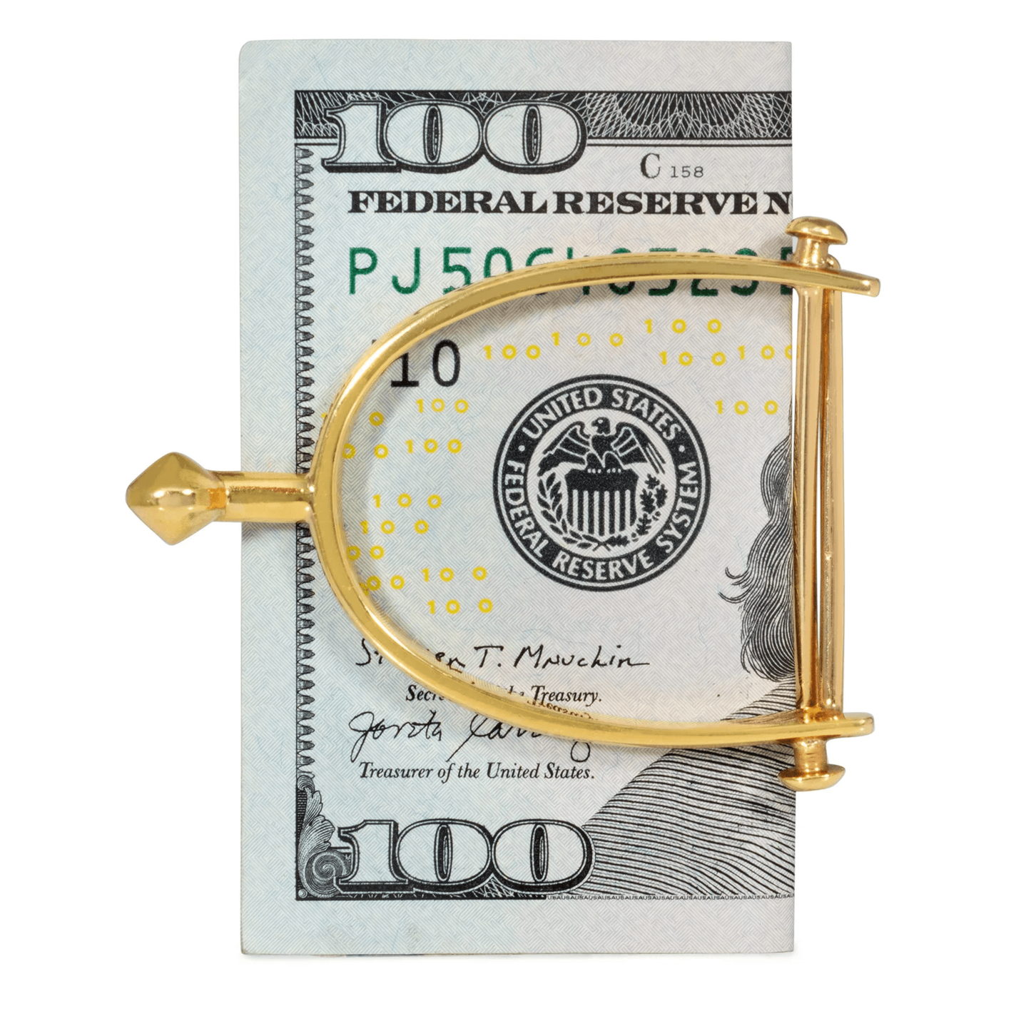Hermes Paris 1950s 18KT Yellow Gold Equestrian Money Clip front