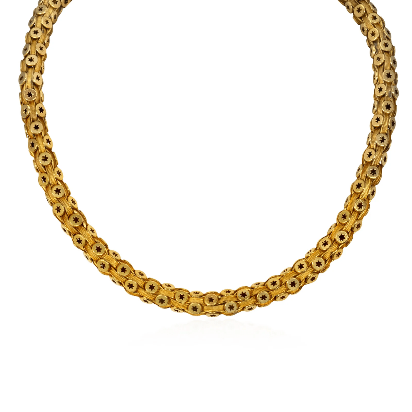 English Antique 15KT Yellow Gold Necklace front