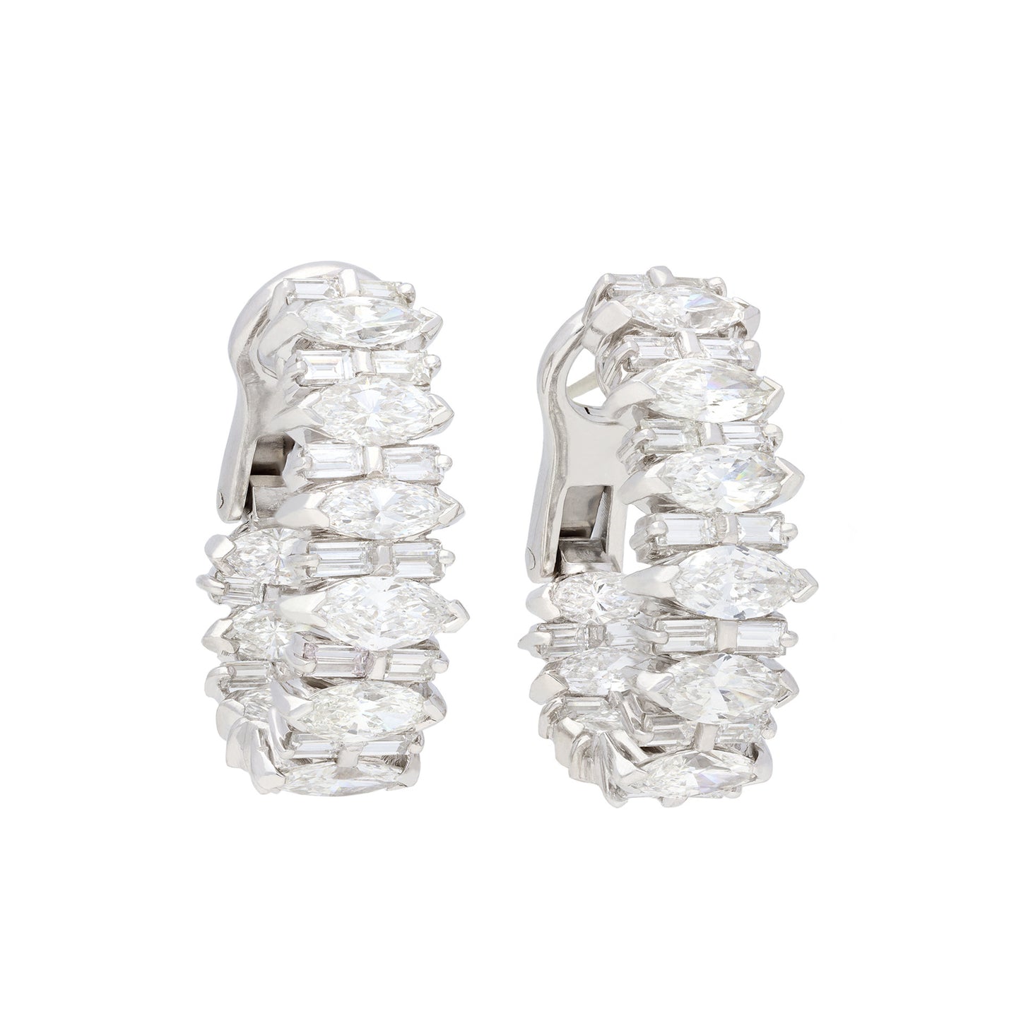 Kutchinsky 1970s Platinum & 18KT Yellow Gold Diamond Earrings front