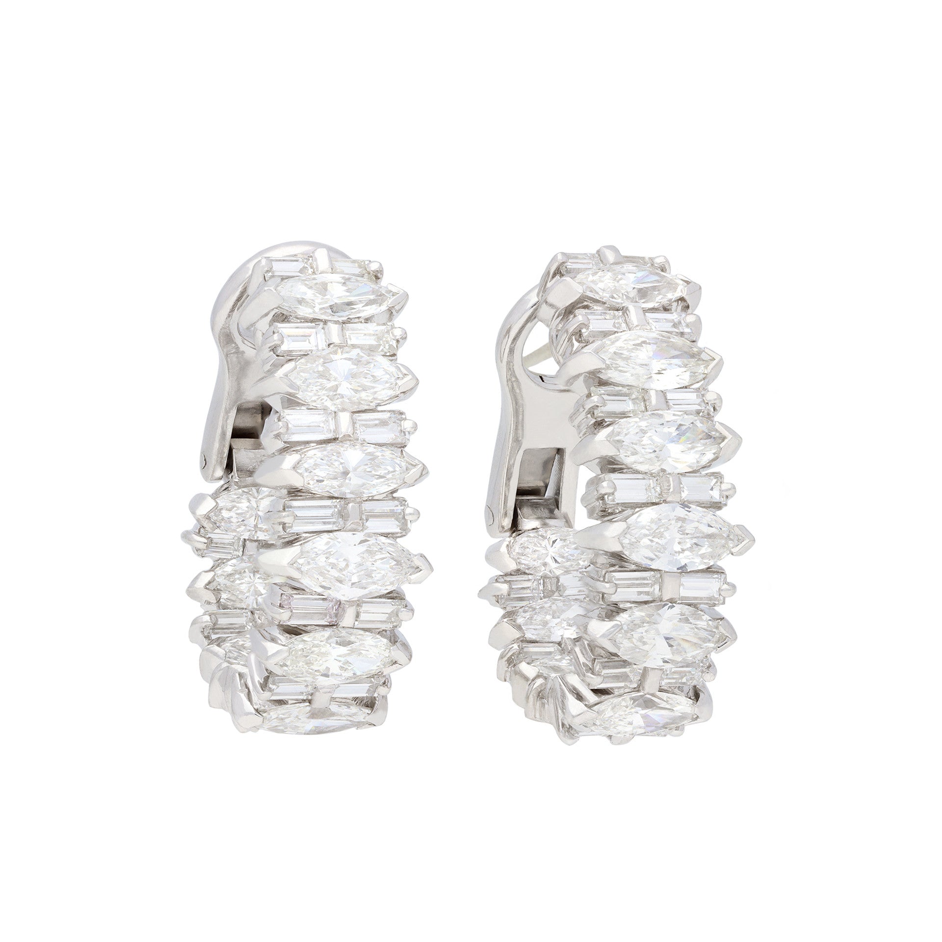 Kutchinsky 1970s Platinum & 18KT Yellow Gold Diamond Earrings front