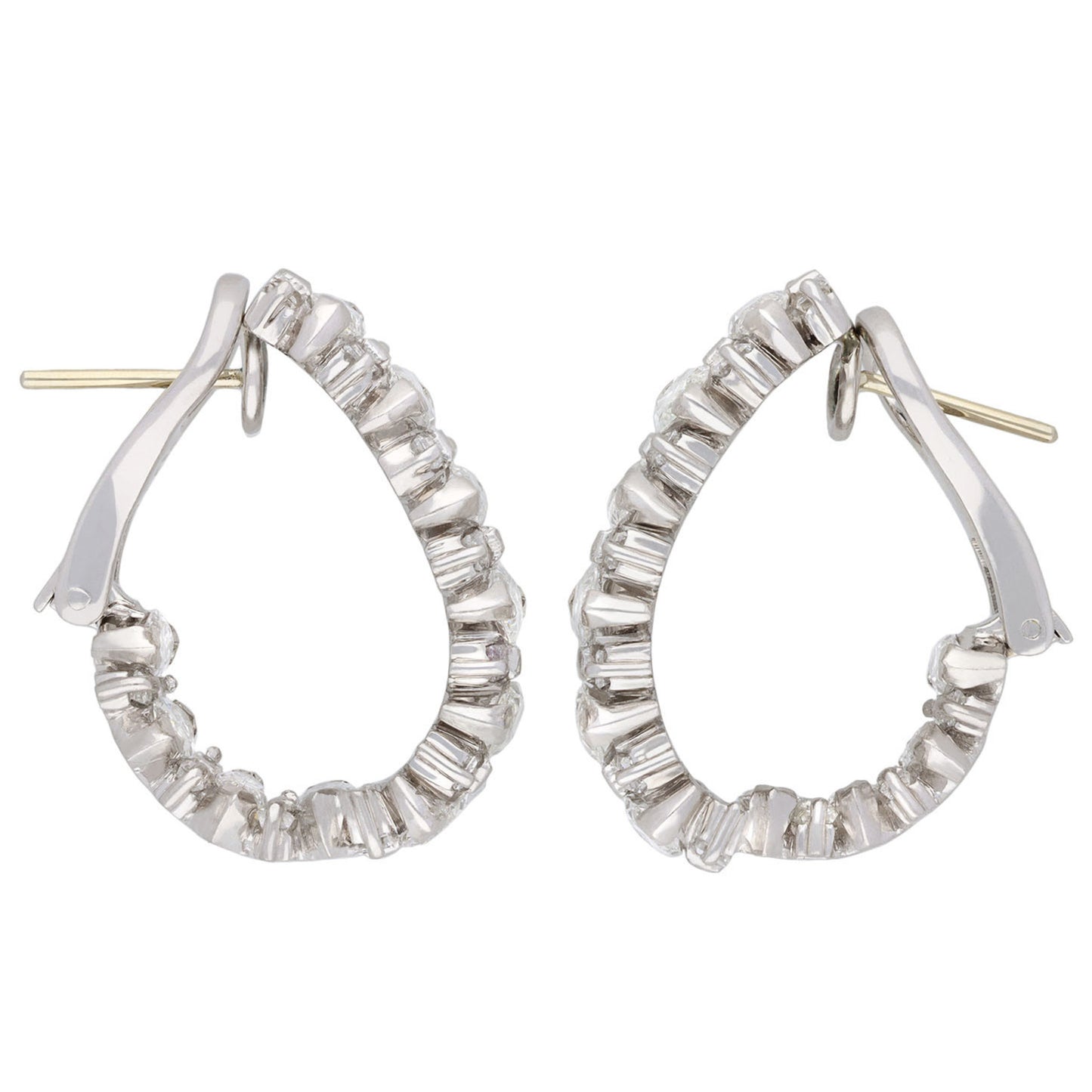 Kutchinsky 1970s Platinum & 18KT Yellow Gold Diamond Earrings side