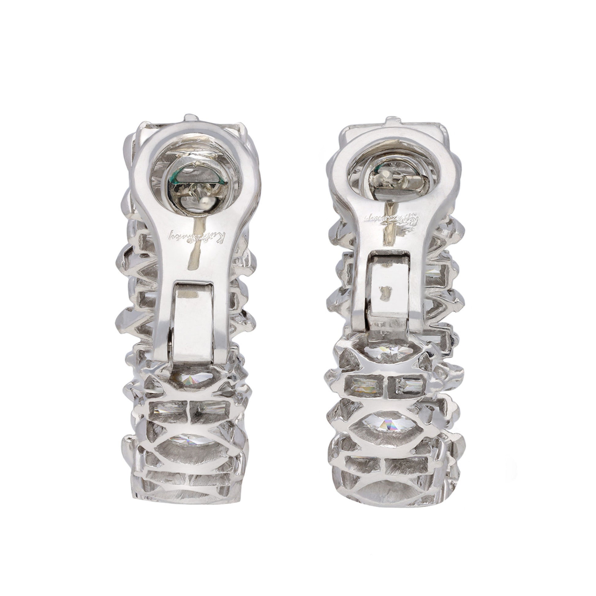 Kutchinsky 1970s Platinum & 18KT Yellow Gold Diamond Earrings back