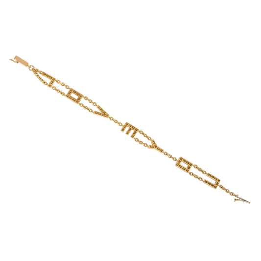 French 1960s 18KT Yellow Gold Diamond I Love You Bracelet back