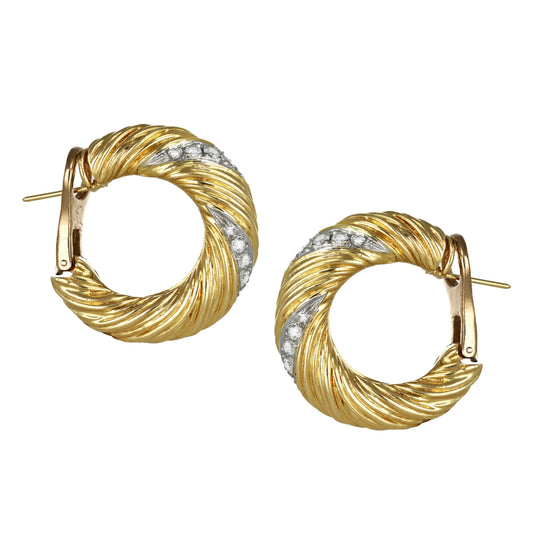 Kutchinsky London 1980s 18KT Yellow Gold Diamond Earrings side